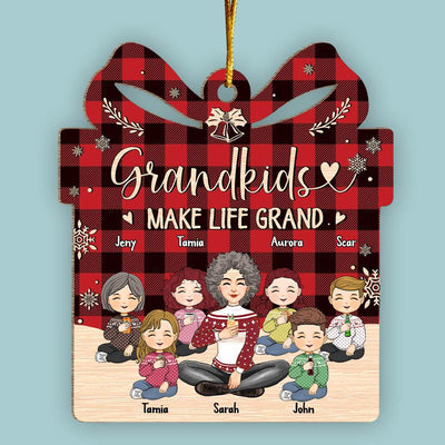 Grandkids Make Life Grand Personalized Wooden Ornament