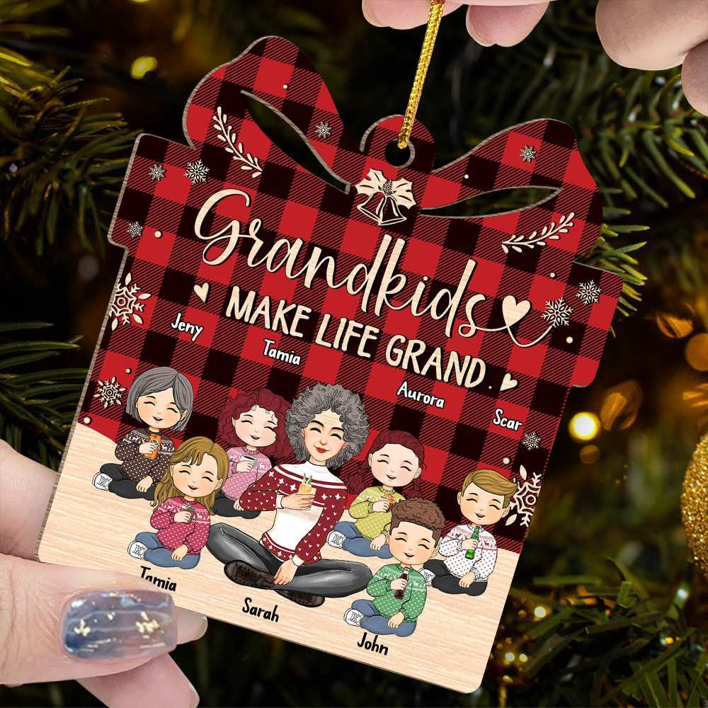 Grandkids Make Life Grand Personalized Wooden Ornament