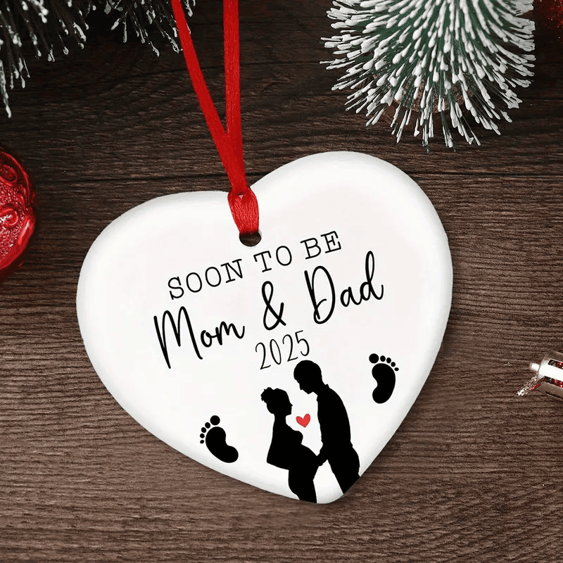 Ceramic Pregnancy Announcement Ornament Classic Style Heart Keepsake For Soon-To-Be Parents In 2025