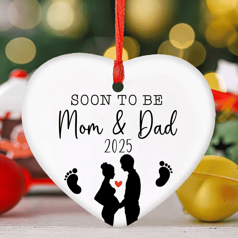 Ceramic Pregnancy Announcement Ornament Classic Style Heart Keepsake For Soon-To-Be Parents In 2025