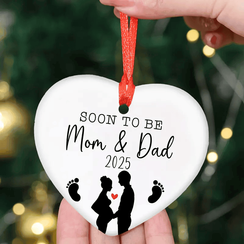 Ceramic Pregnancy Announcement Ornament Classic Style Heart Keepsake For Soon-To-Be Parents In 2025