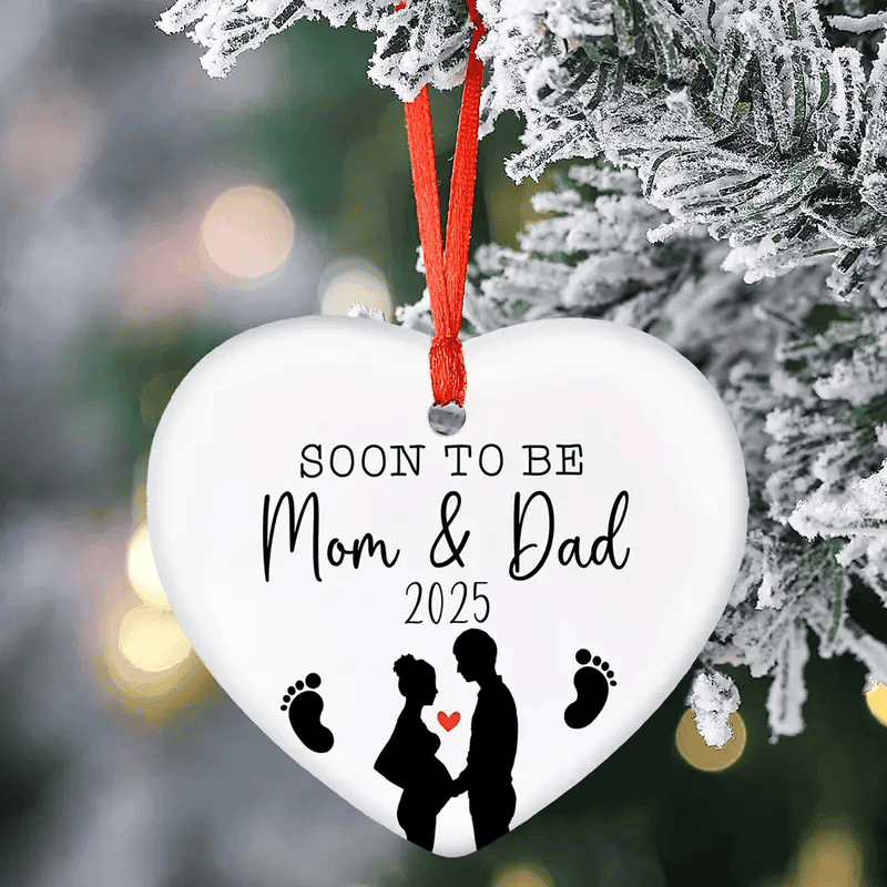 Ceramic Pregnancy Announcement Ornament Classic Style Heart Keepsake For Soon-To-Be Parents In 2025