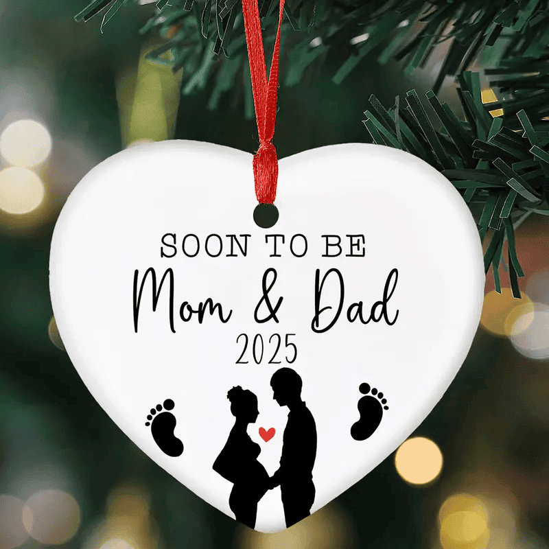 Ceramic Pregnancy Announcement Ornament Classic Style Heart Keepsake For Soon-To-Be Parents In 2025