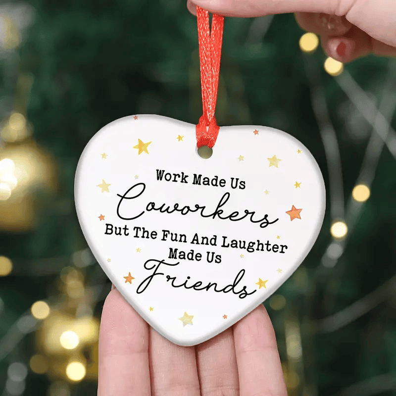 1Pc Classic Ceramic Heart Ornament Coworkers To Friends Christmas Tree Decoration