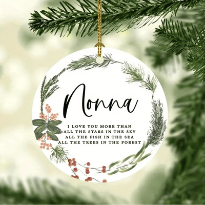 Nonna, I Love You More Than All The Stars Ceramic Christmas Tree Ornament, Perfect Keepsake For Grandmother