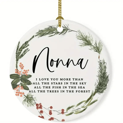 Nonna, I Love You More Than All The Stars Ceramic Christmas Tree Ornament, Perfect Keepsake For Grandmother