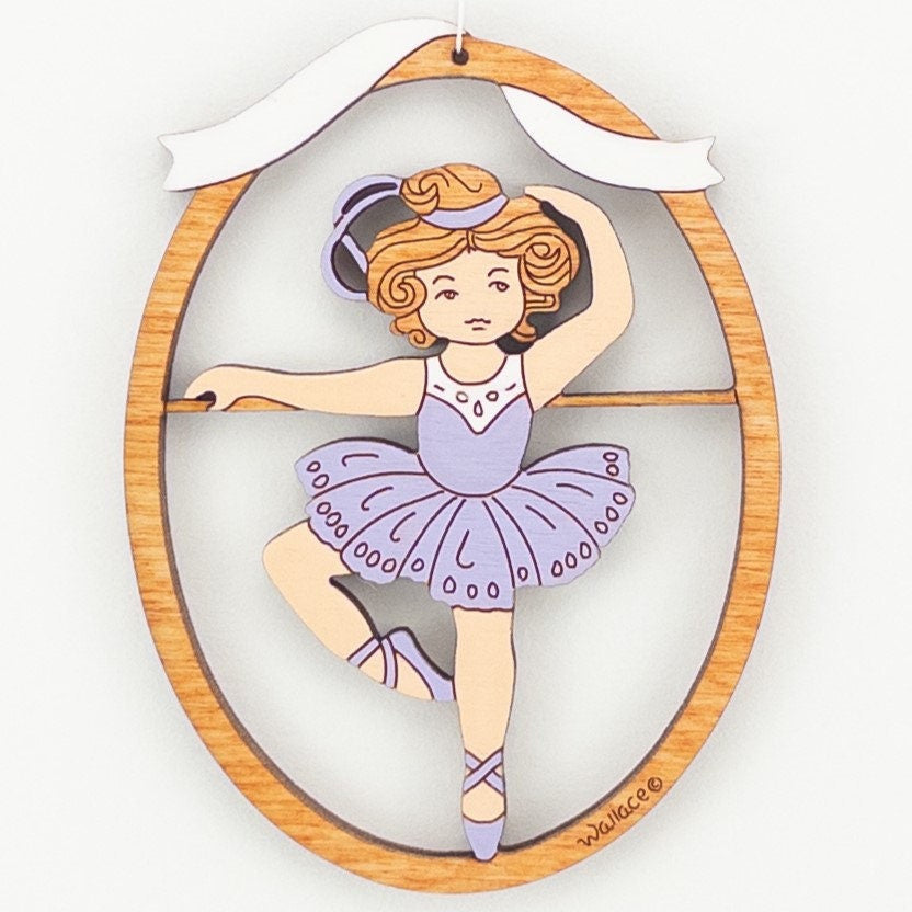 Personalized Ballet Dancer Mini Christmas Ornament-Wood, Laser Cut Wood Hanging Ornament