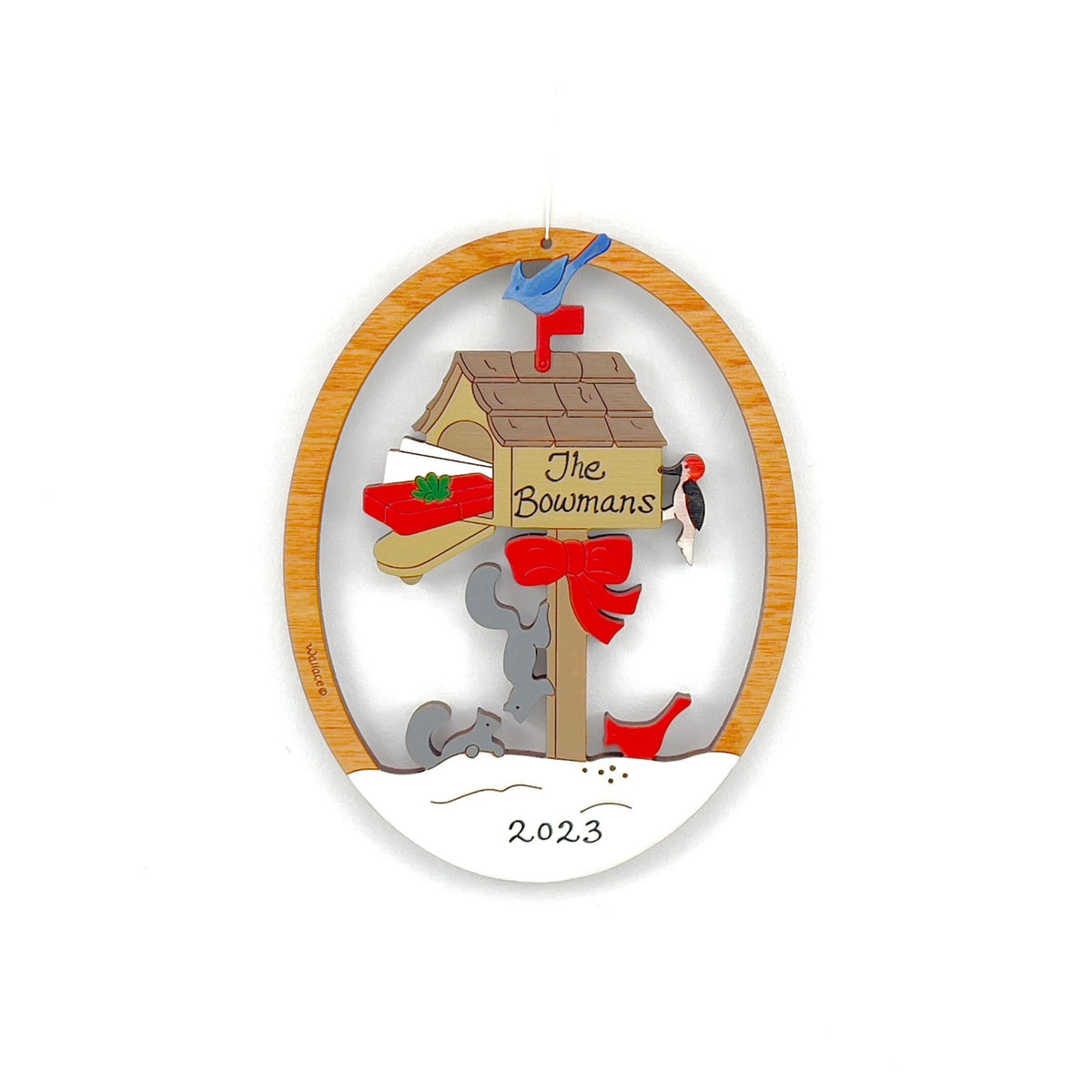 Personalized Mailbox Christmas Ornament-Wood, Laser Cut Wood Hanging Ornament
