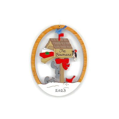 Personalized Mailbox Christmas Ornament-Wood, Laser Cut Wood Hanging Ornament