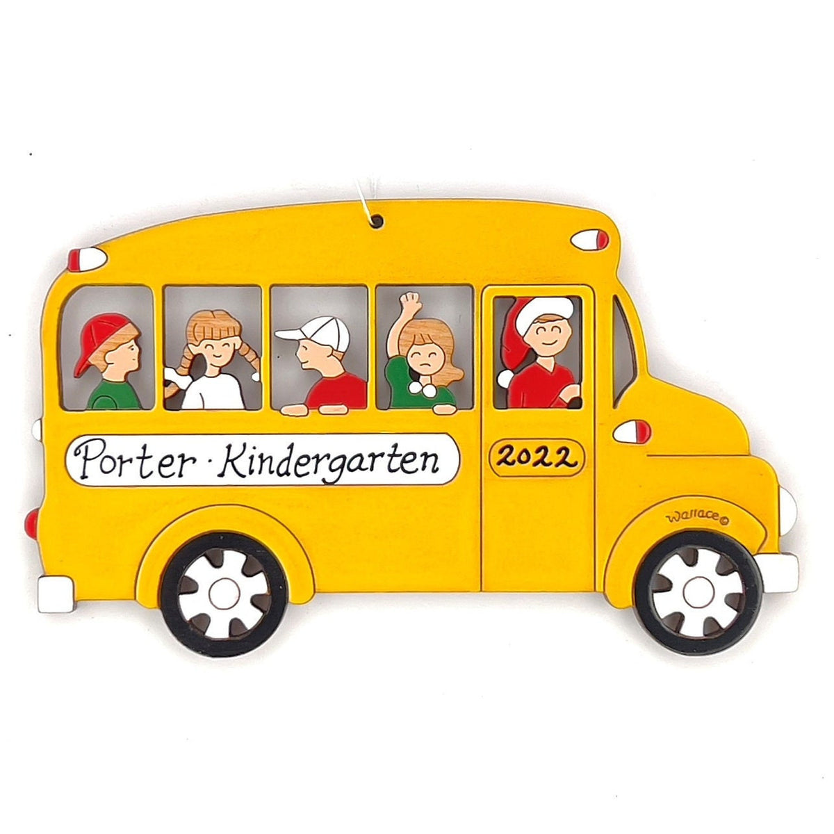 Personalized School Bus Christmas Ornament- Wood, Laser Cut Wood Hanging Ornament