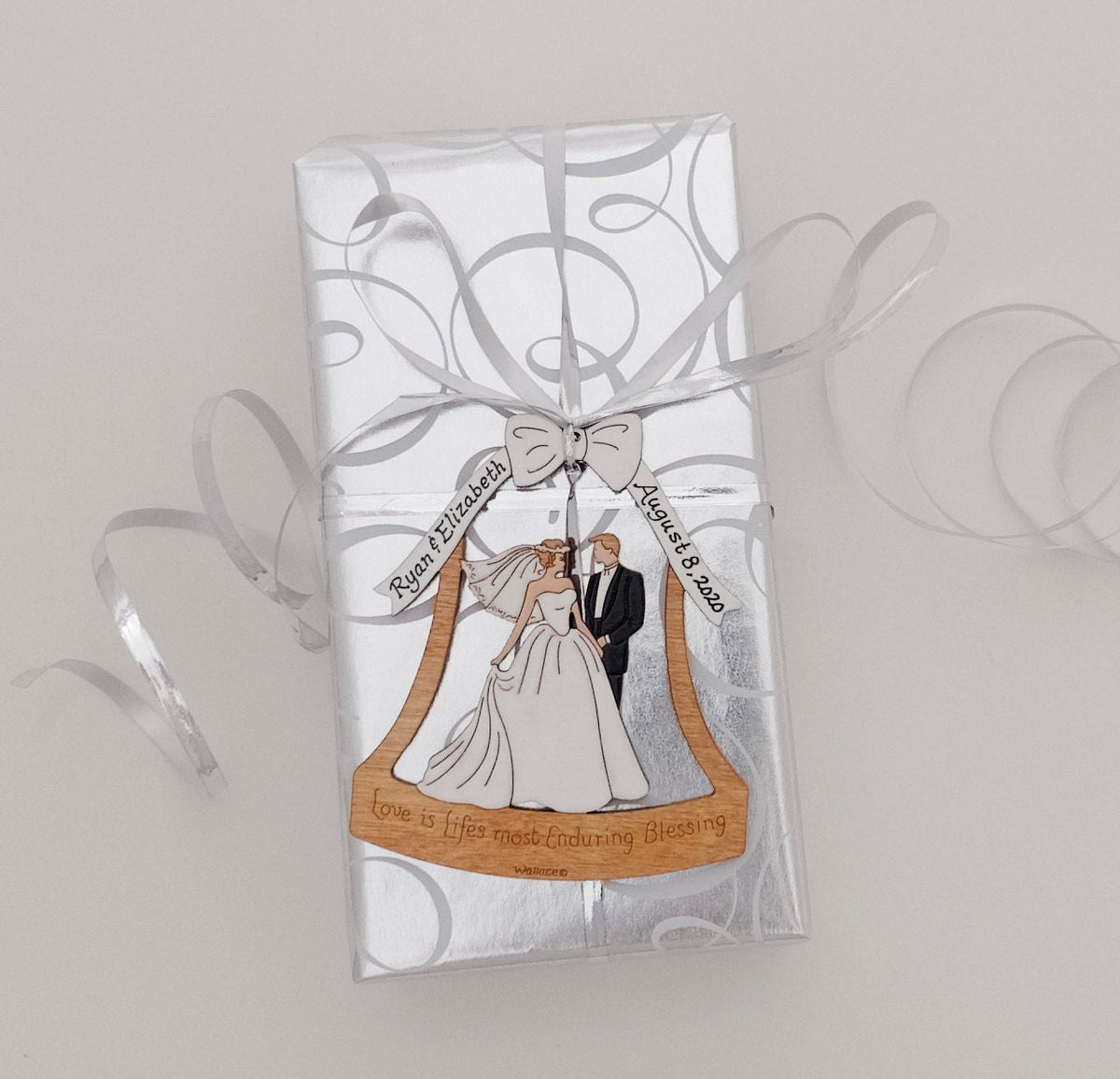 Personalized Beach Destination Wedding Couple Bride And Groom Christmas Ornament- Wood, Laser Cut Wood Hanging Ornament