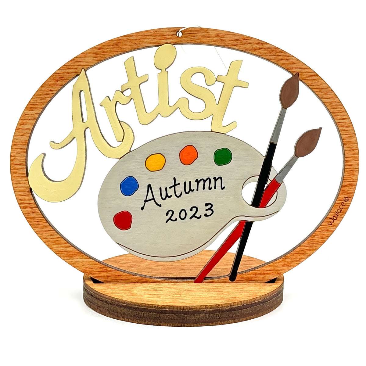 Personalized Artist Christmas Ornament-Wood, Laser Cut Wood Hanging Ornament