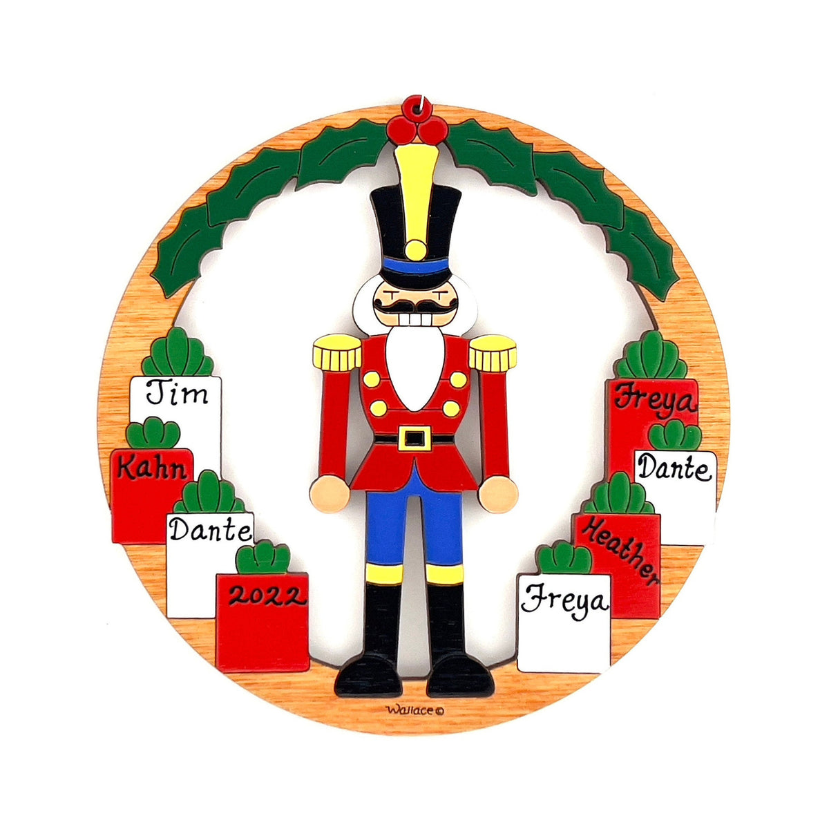 Personalized Nutcracker Christmas Ornament- Wood, Laser Cut Wood Hanging Ornament
