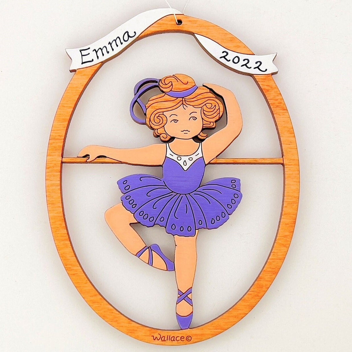Personalized Ballet Dancer Christmas Ornament-Wood, Laser Cut Wood Hanging Ornament
