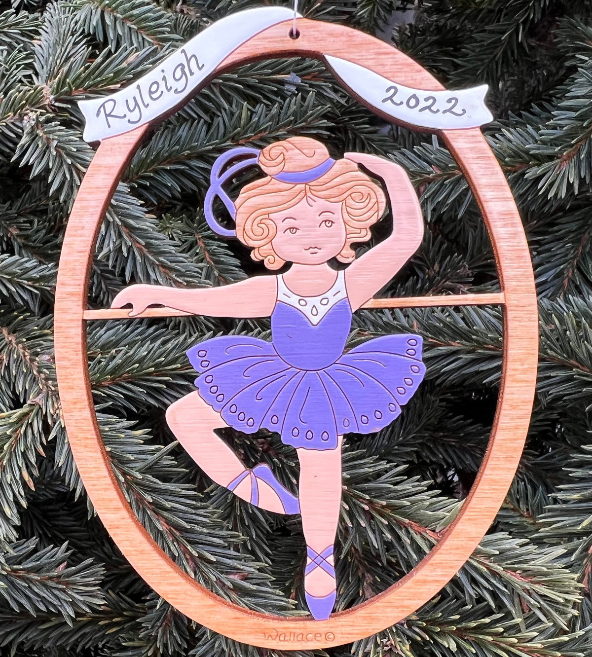 Personalized Ballet Dancer Christmas Ornament-Wood, Laser Cut Wood Hanging Ornament