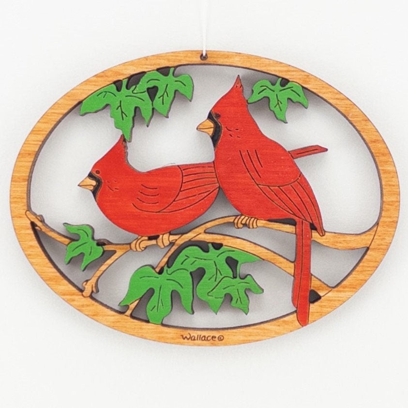 Mini Cardinal Christmas Ornament-Wood, Laser Cut Wood Hanging Ornament
