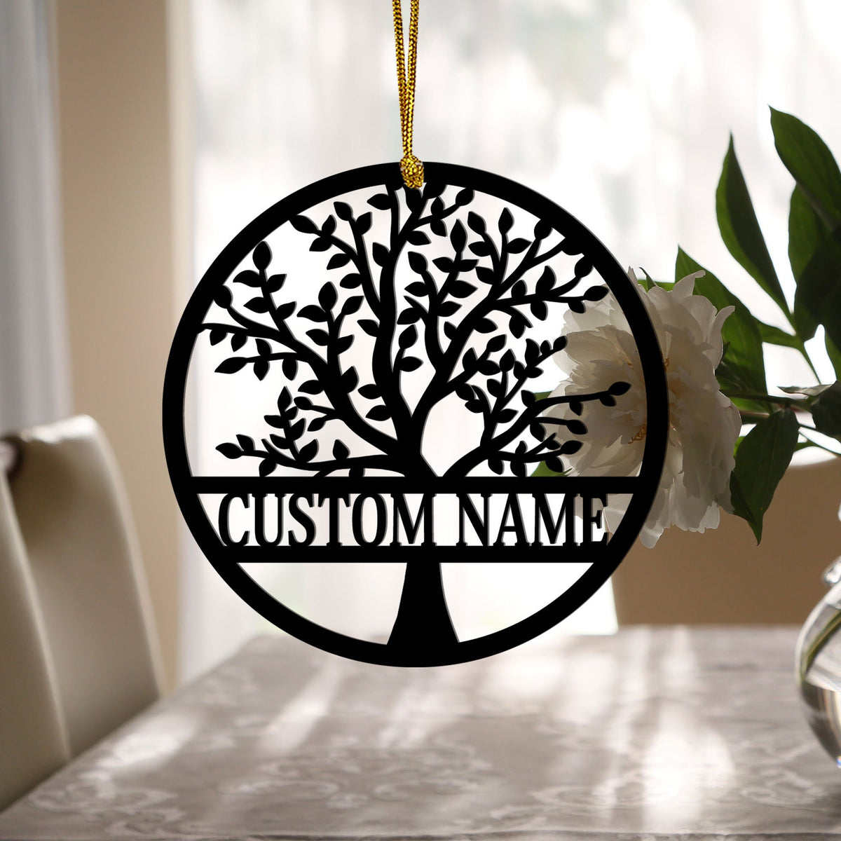 Custom Family Tree Ornament Metal, Family Christmas Ornament, Family Name Ornament, Tree Of Life Gift, Realtor Gift, Tree Decorations
