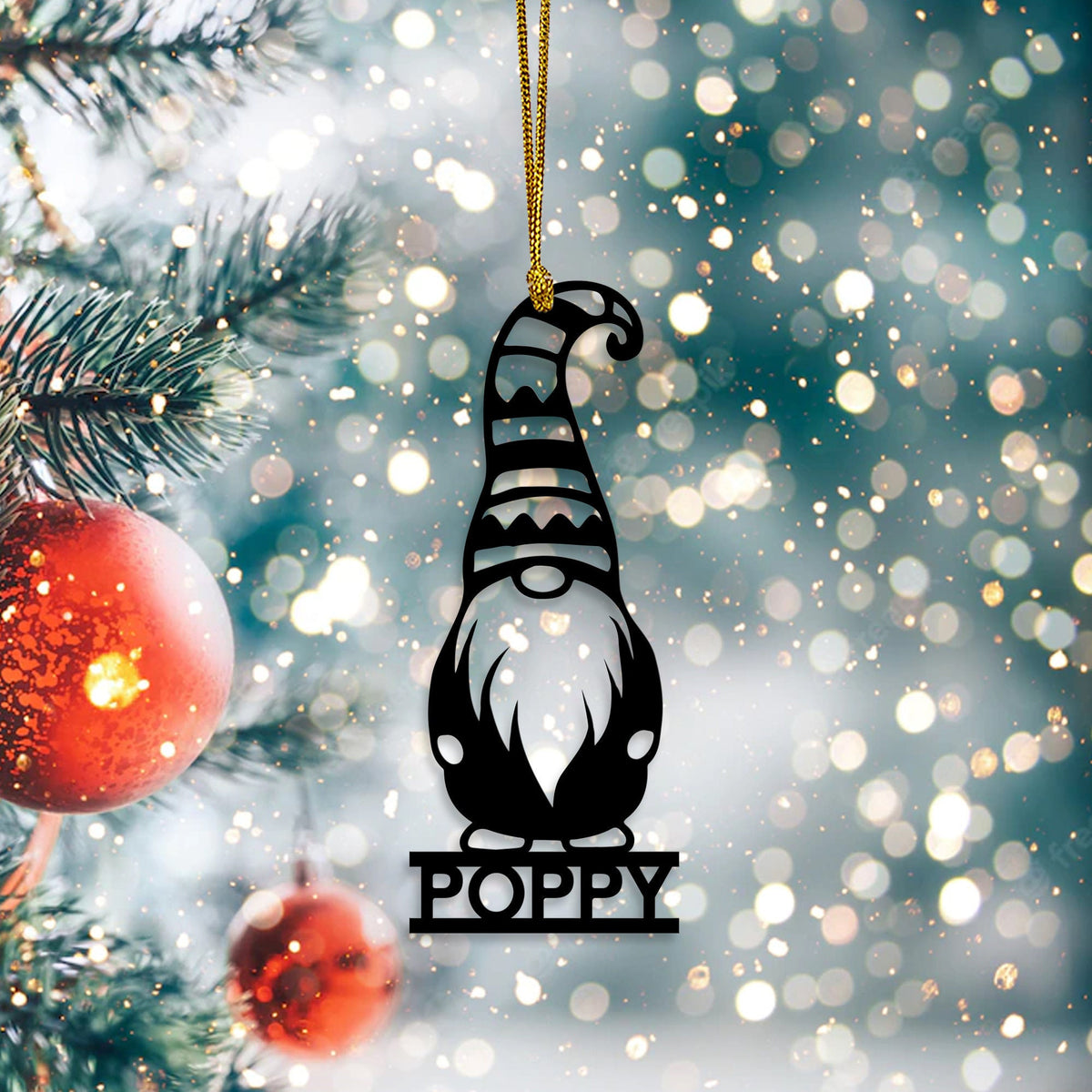 Personalized Gnome Christmas Ornament, Gnome Ornament Gift For Grandpa, Grandma, Mom, Dad, Housewarming Gift, Family Gift, Tree Decor