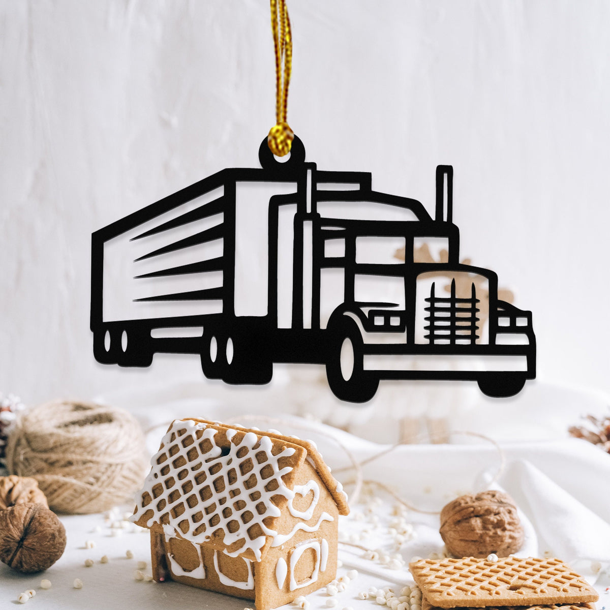 Semi Truck Ornament, Metal Truck Ornament, Semi Truck Lover Gift, Birthday Gift For Son, Christmas Tree Hanging, Boy, Semi Trailer For Boy