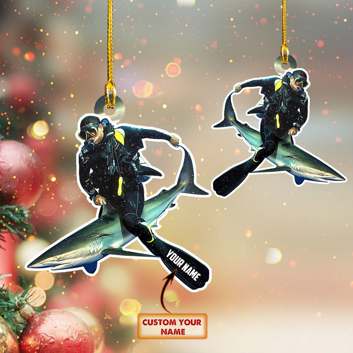 Scuba Diving Flat Ornament For Christmas Decor And Home Decor