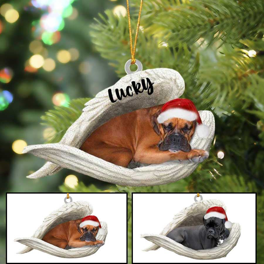 Custom Sleeping Angel Boxer Dog Ornament For Christmas - Memorial Gift For Dog Lovers