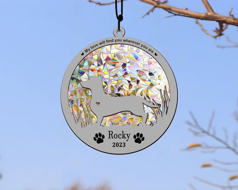 Custom Dog Breed Memorial Stained Glass Suncatcher| Pet Memorial Suncatcher| Loss Of Pet Sympathy Gift| Gift For Mothers Birthday