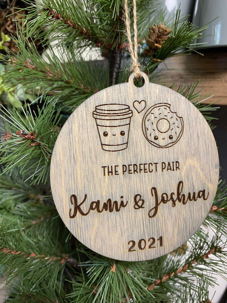 Personalized Couples Ornament, Custom Christmas Ornament, Custom Year