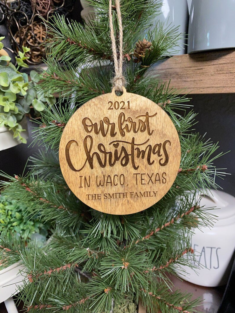 New House Ornament, Personalized Christmas Ornament, Housewarming Gift, Newlywed Gift, New Home Gift, Our First Christmas, Moving Gift