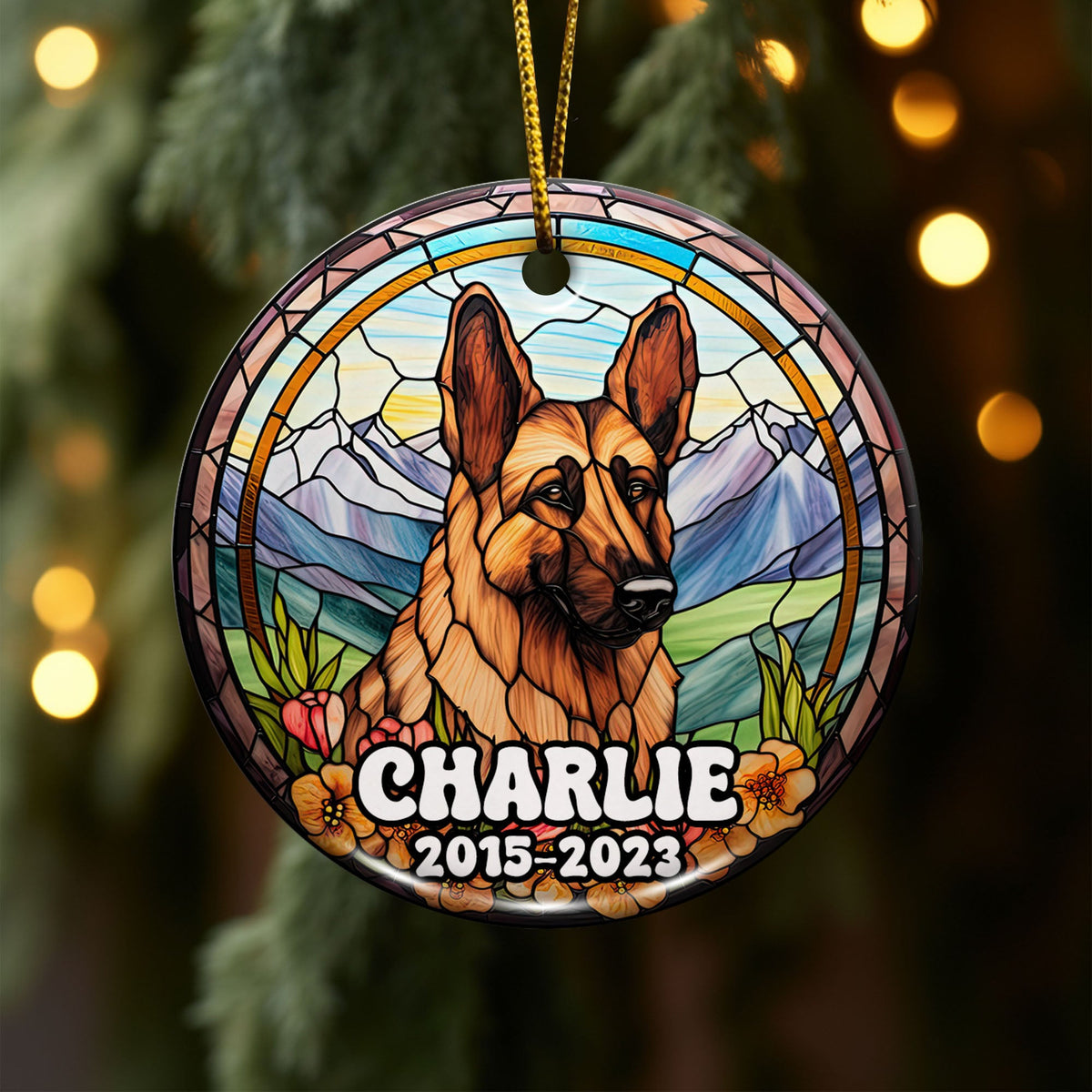 German Shepherd Ornaments For Christmas Tree Custom Dog Circle Ceramic Ornaments, Dog Christmas Ornaments, Christmas Ornaments For Dog Lover