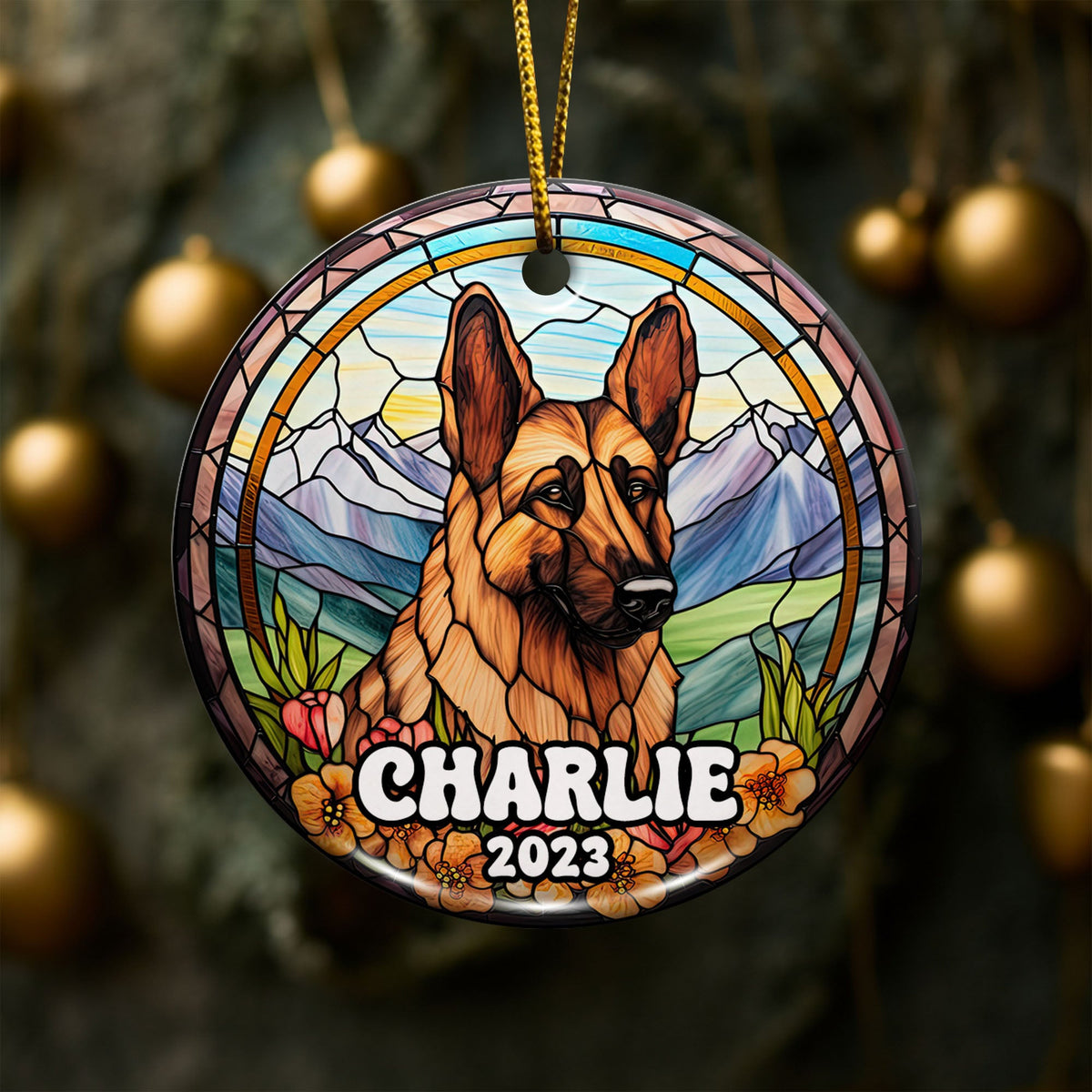 German Shepherd Ornaments For Christmas Tree Custom Dog Circle Ceramic Ornaments, Dog Christmas Ornaments, Christmas Ornaments For Dog Lover
