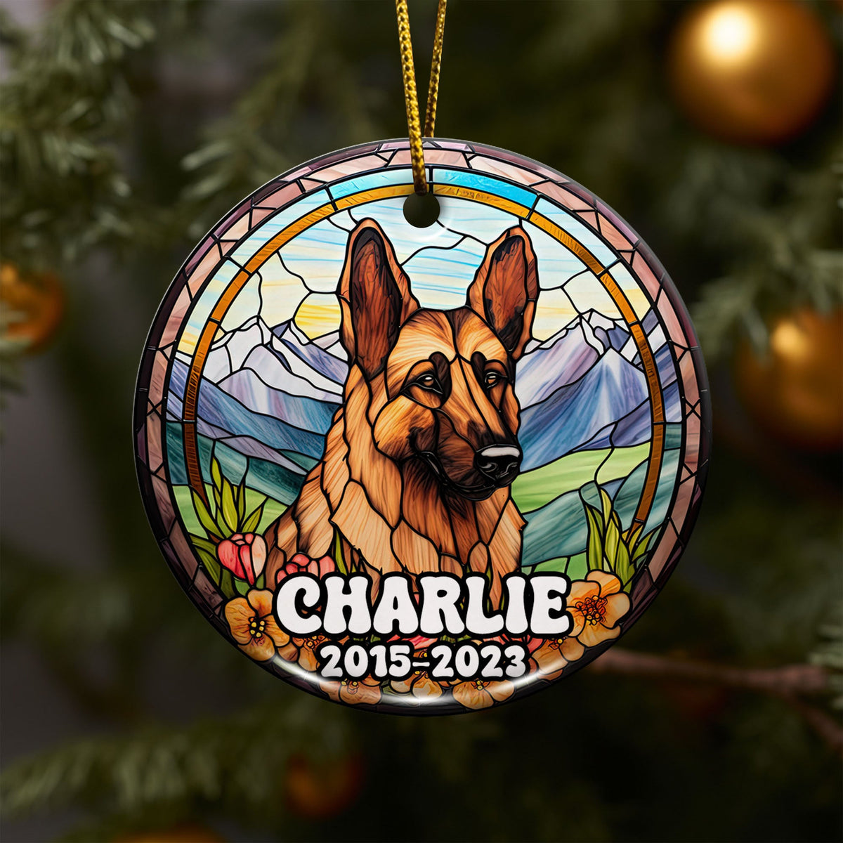 German Shepherd Ornaments For Christmas Tree Custom Dog Circle Ceramic Ornaments, Dog Christmas Ornaments, Christmas Ornaments For Dog Lover