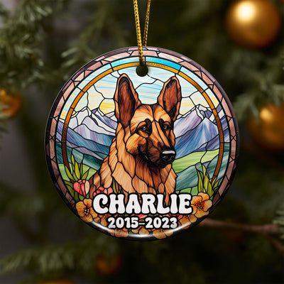 German Shepherd Ornaments For Christmas Tree Custom Dog Circle Ceramic Ornaments, Dog Christmas Ornaments, Christmas Ornaments For Dog Lover