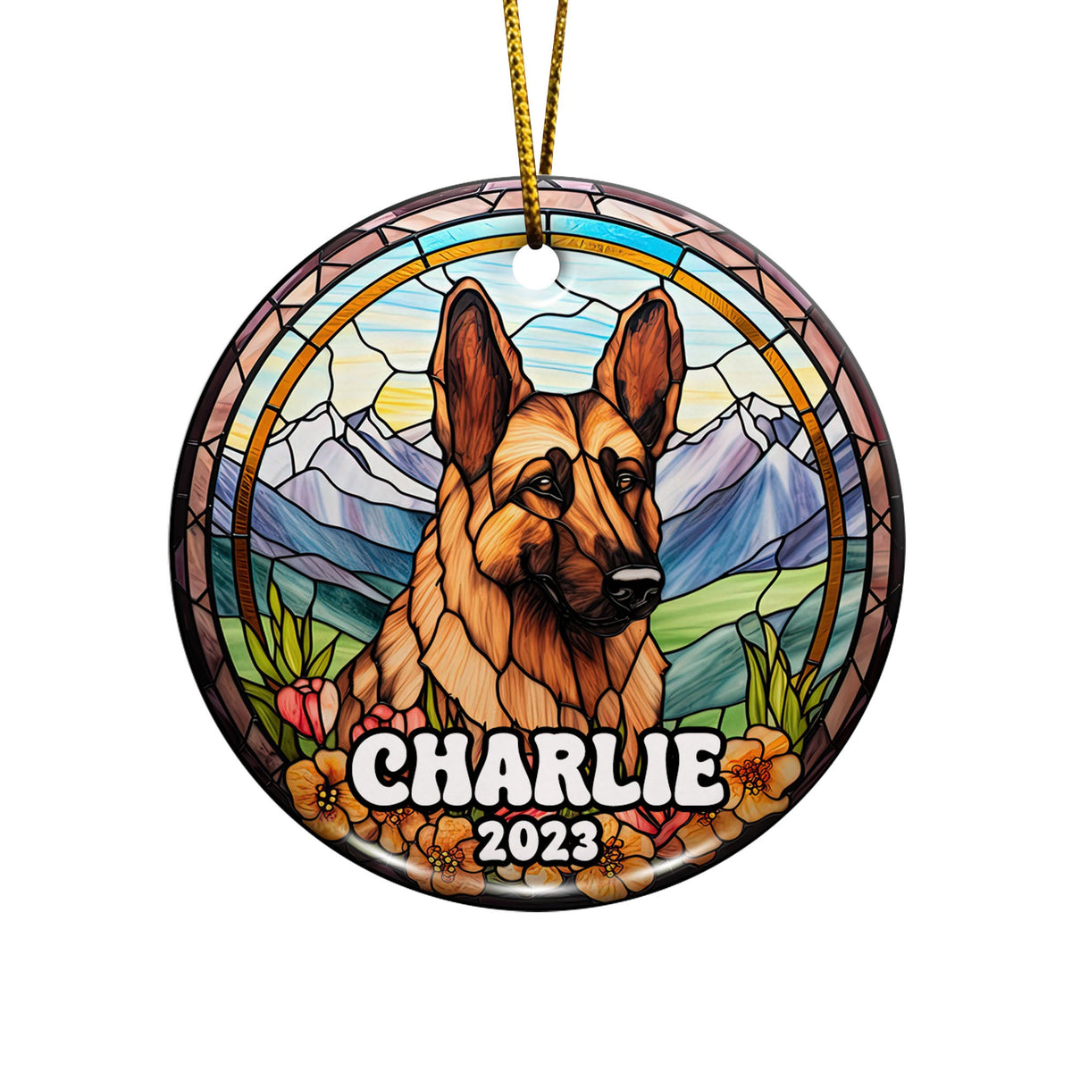 German Shepherd Ornaments For Christmas Tree Custom Dog Circle Ceramic Ornaments, Dog Christmas Ornaments, Christmas Ornaments For Dog Lover