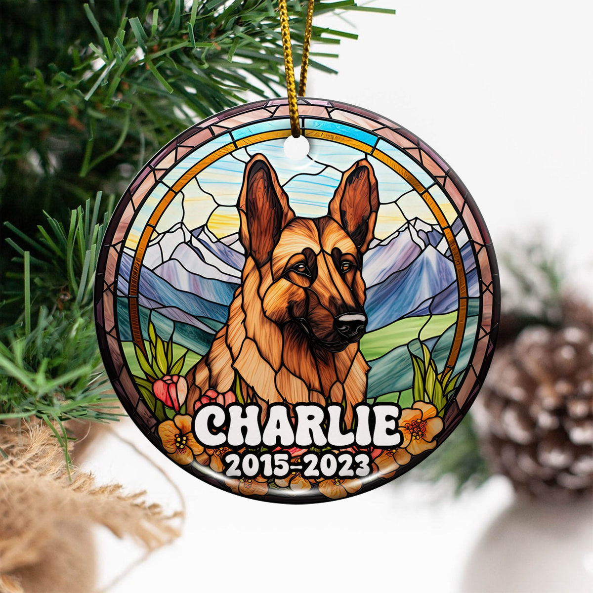 German Shepherd Ornaments For Christmas Tree Custom Dog Circle Ceramic Ornaments, Dog Christmas Ornaments, Christmas Ornaments For Dog Lover
