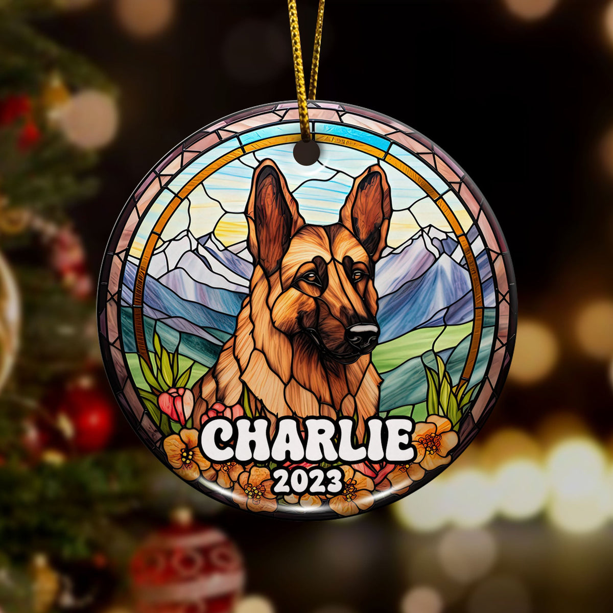 German Shepherd Ornaments For Christmas Tree Custom Dog Circle Ceramic Ornaments, Dog Christmas Ornaments, Christmas Ornaments For Dog Lover