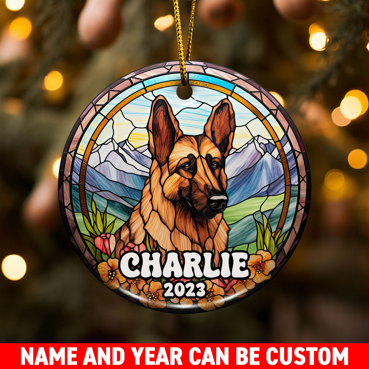 German Shepherd Ornaments For Christmas Tree Custom Dog Circle Ceramic Ornaments, Dog Christmas Ornaments, Christmas Ornaments For Dog Lover