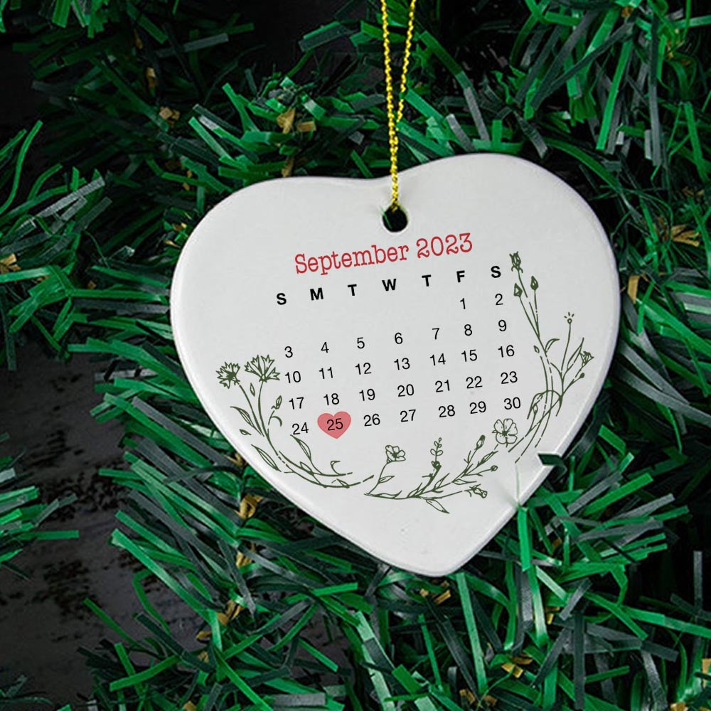 Engaged Christmas Ceramic Ornaments Custom Names, Date And Photo, Hanging Decorations