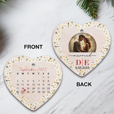 Engaged Christmas Ceramic Ornaments Custom Names, Date And Photo, Hanging Decorations