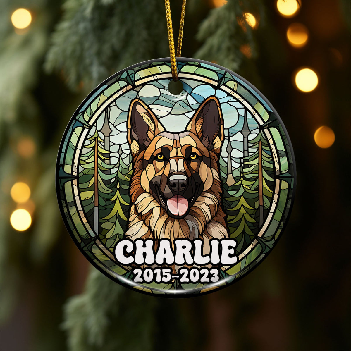 German Shepherd Ornaments For Christmas Tree Custom Dog Circle Ceramic Ornaments, Dog Christmas Ornaments, Christmas Ornaments For Dog Lover