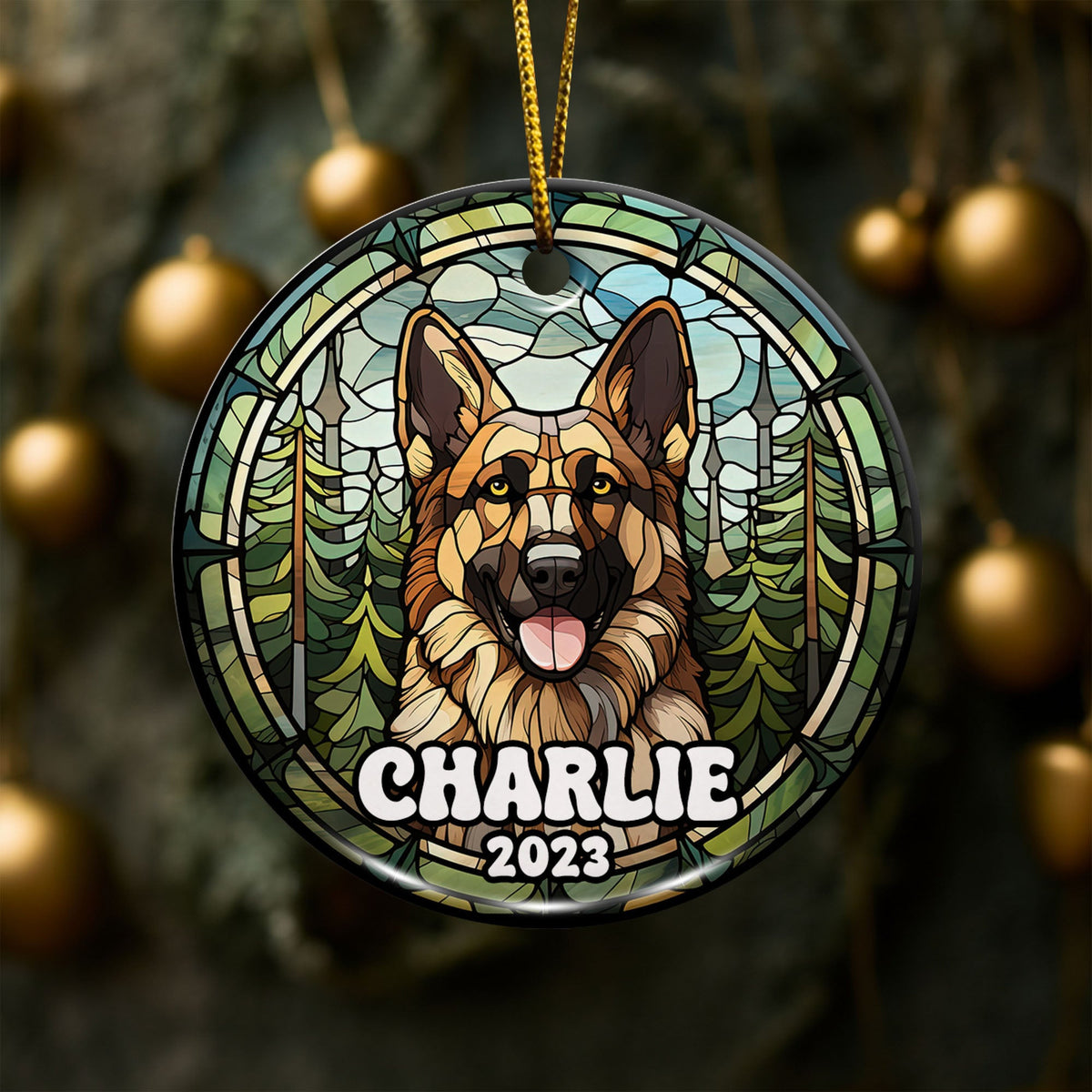 German Shepherd Ornaments For Christmas Tree Custom Dog Circle Ceramic Ornaments, Dog Christmas Ornaments, Christmas Ornaments For Dog Lover