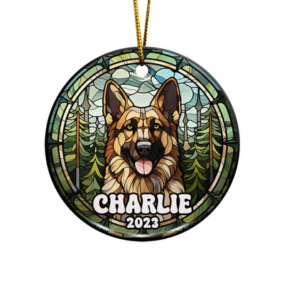 German Shepherd Ornaments For Christmas Tree Custom Dog Circle Ceramic Ornaments, Dog Christmas Ornaments, Christmas Ornaments For Dog Lover