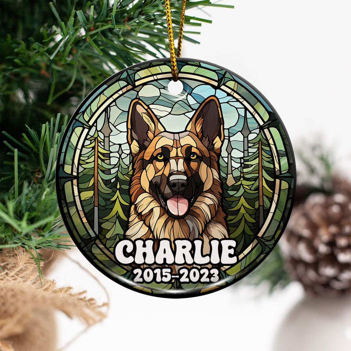 German Shepherd Ornaments For Christmas Tree Custom Dog Circle Ceramic Ornaments, Dog Christmas Ornaments, Christmas Ornaments For Dog Lover