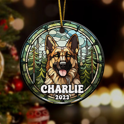 German Shepherd Ornaments For Christmas Tree Custom Dog Circle Ceramic Ornaments, Dog Christmas Ornaments, Christmas Ornaments For Dog Lover