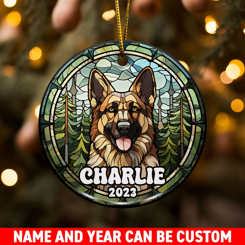 German Shepherd Ornaments For Christmas Tree Custom Dog Circle Ceramic Ornaments, Dog Christmas Ornaments, Christmas Ornaments For Dog Lover