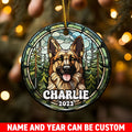 German Shepherd Ornaments For Christmas Tree Custom Dog Circle Ceramic Ornaments, Dog Christmas Ornaments, Christmas Ornaments For Dog Lover