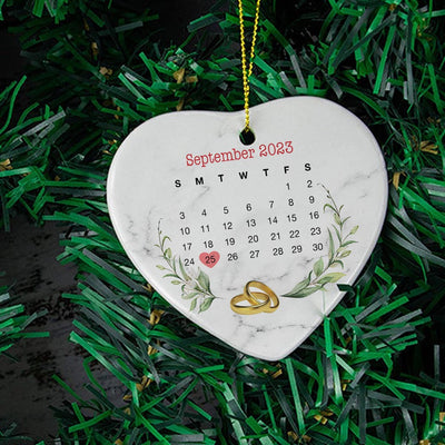 Engaged Christmas Ceramic Ornaments Custom Names, Date And Photo, Hanging Decorations