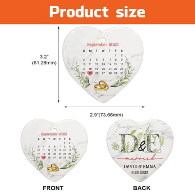 Engaged Christmas Ceramic Ornaments Custom Names, Date And Photo, Hanging Decorations