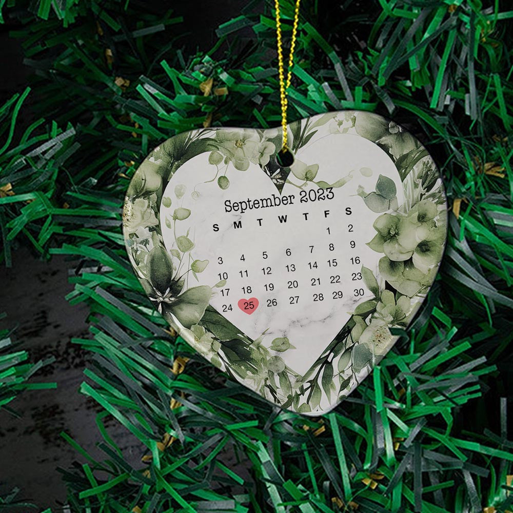 Engaged Christmas Ceramic Ornaments Custom Names, Date And Photo, Hanging Decorations