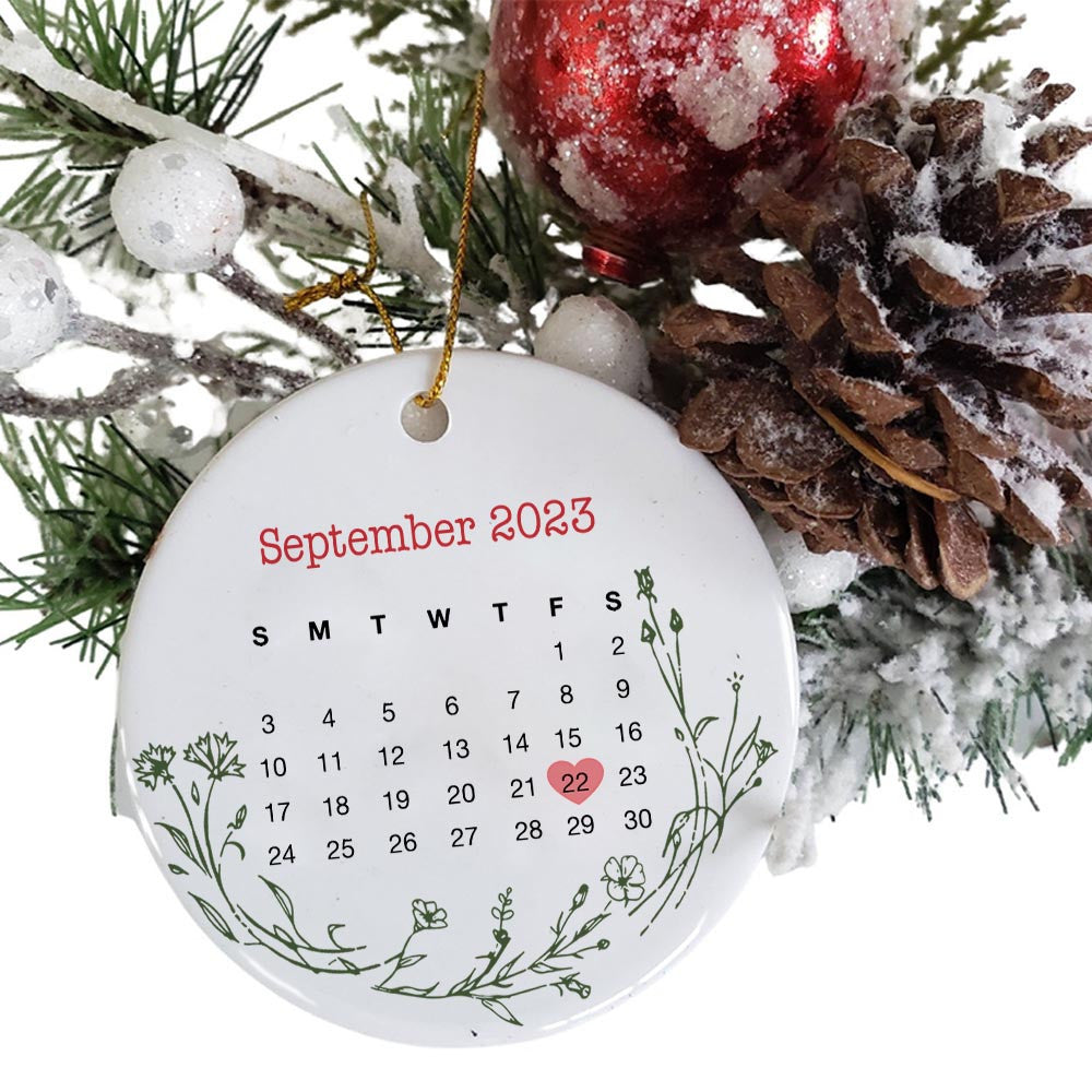 Engaged Christmas Ceramic Ornaments Custom Names, Date And Photo, Hanging Decorations