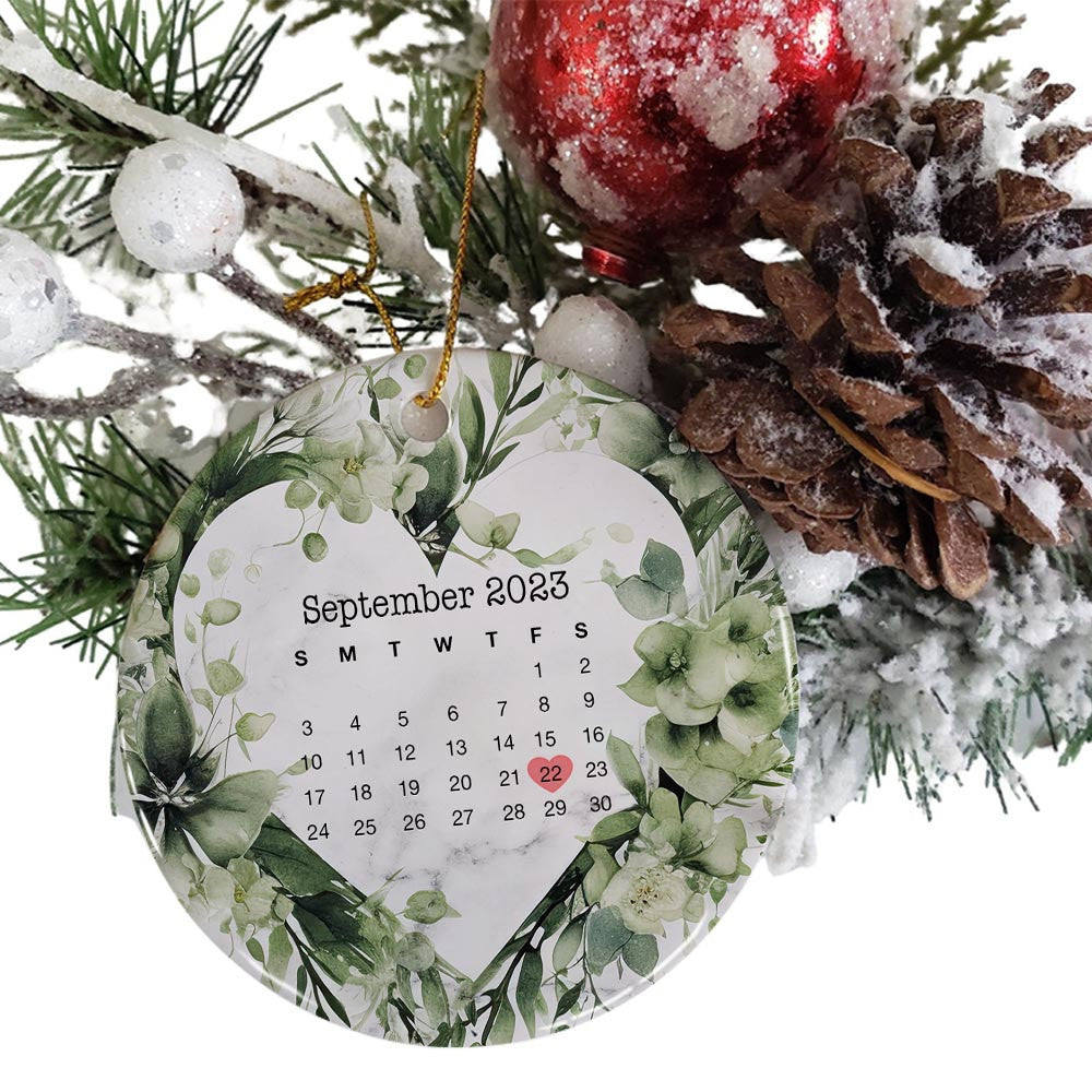 Engaged Christmas Ceramic Ornaments Custom Names, Date And Photo, Hanging Decorations